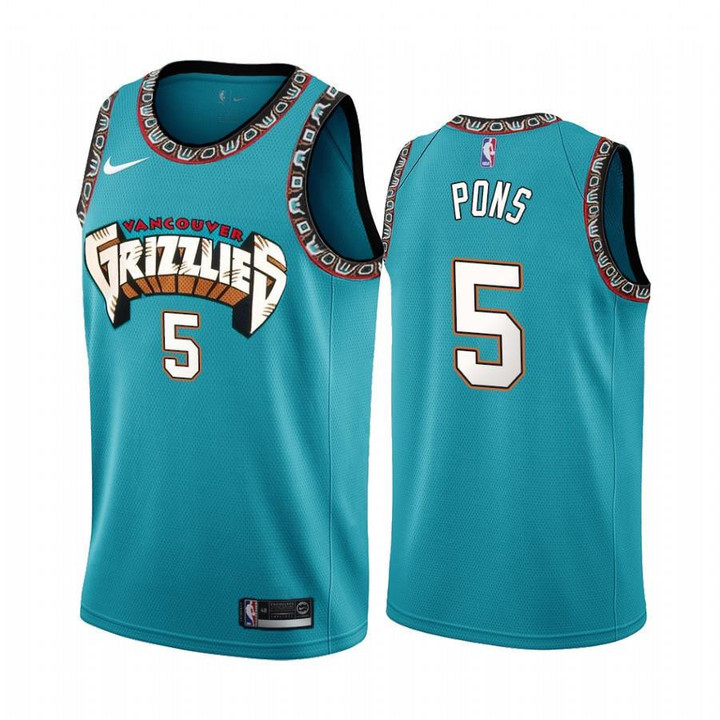Yves Pons Memphis Grizzlies 2021-22 Classic Edition Teal #5 Jersey - Men Jersey