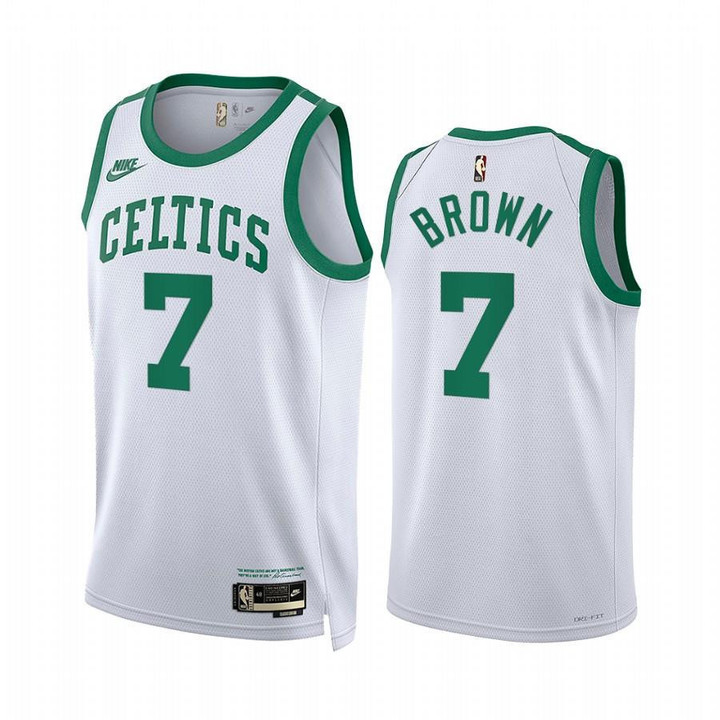Jaylen Brown Boston Celtics 2021-22 Classic Edition White #7 Jersey Year Zero - Men Jersey