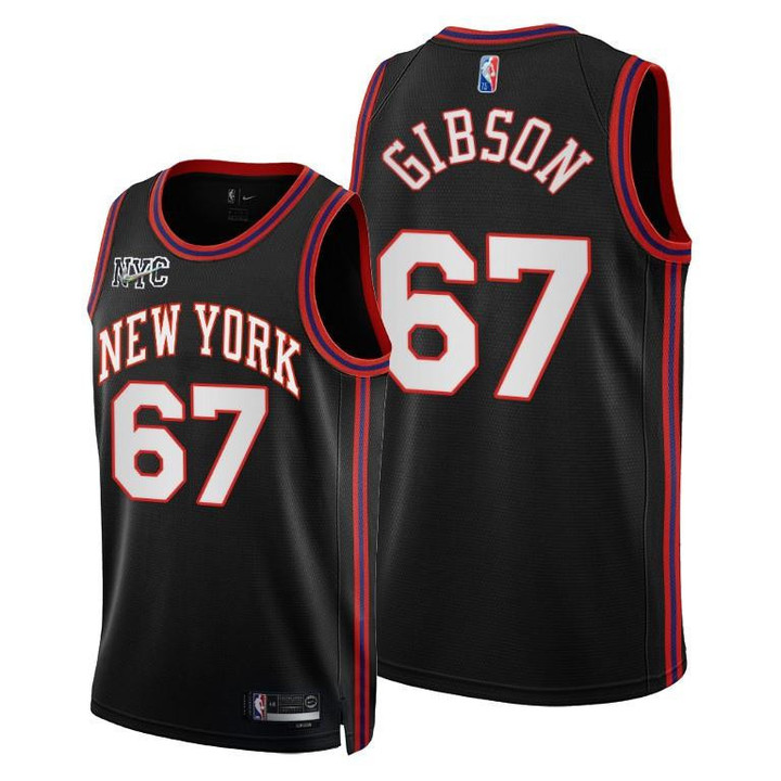 Knicks #67 Taj Gibson 2021-22 City Edition Black Jersey 75th Anniversary - Men Jersey