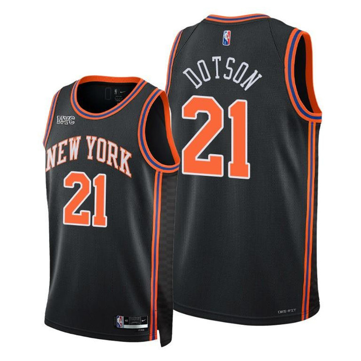 Damyean Dotson Knicks 2021-22 City Edition Black #21 Jersey NBA75th Season - Men