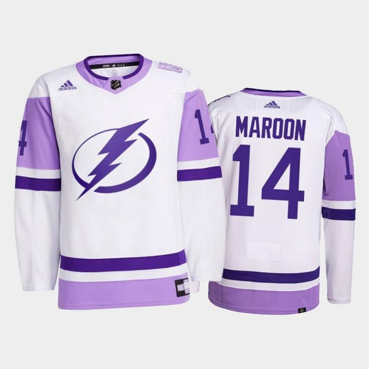 2021 Hockeyfightscancer Patrick Maroon Jersey Lightning White Primegreen, Men Jersey