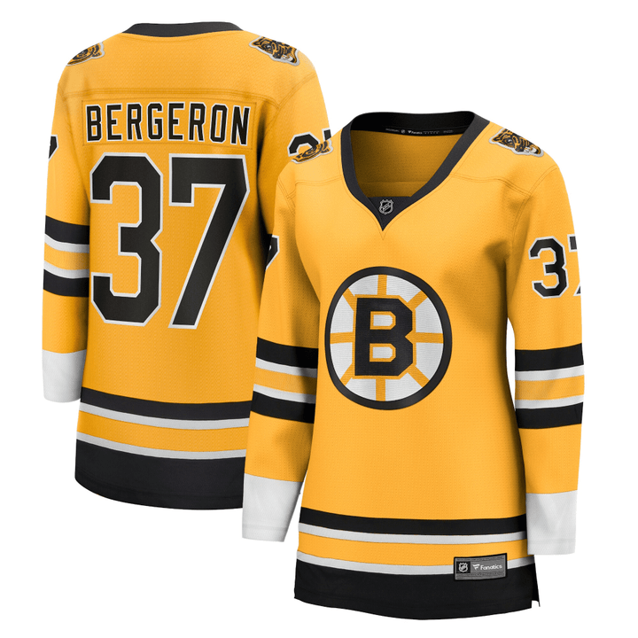 Women's Patrice Bergeron Gold Boston Bruins 2020/21 Special Edition Breakaway Player Jersey Jersey