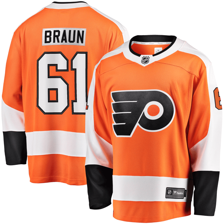 Men's Justin Braun Orange Philadelphia Flyers Breakaway Player Jersey Jersey