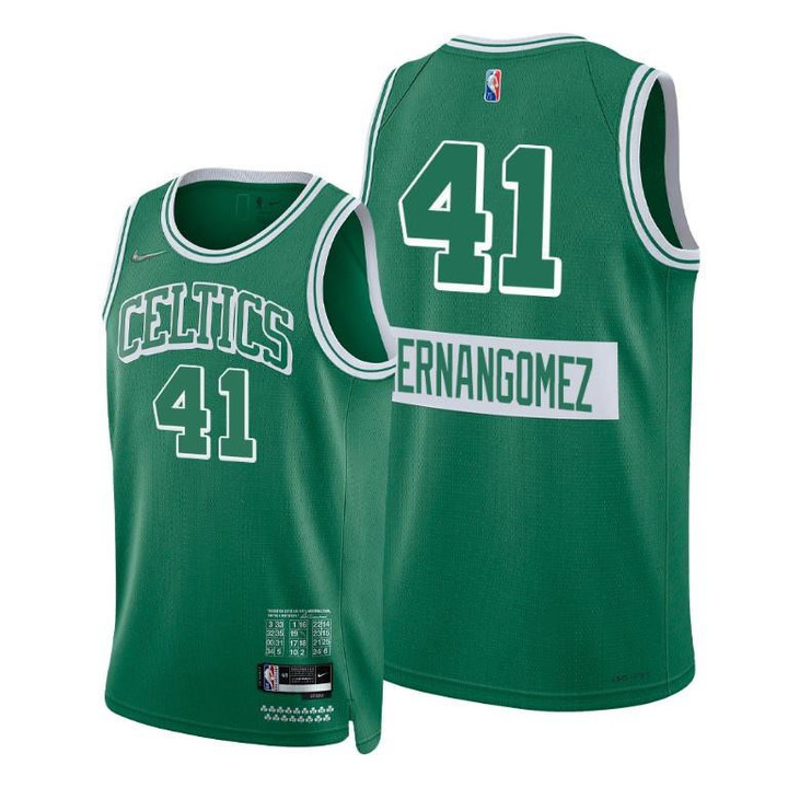 Juancho Hernangomez Celtics 2021-22 City Edition Green #41 Jersey Diamond 75th Anniversary - Men Jersey