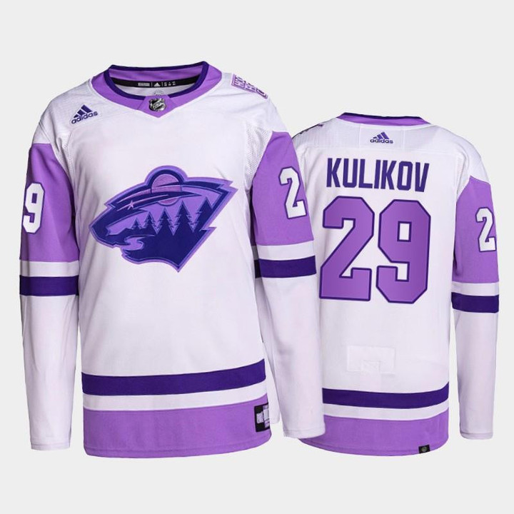 Men Minnesota Wild Hockey Fights Cancer Dmitry Kulikov White #29 Primegreen Jersey Jersey