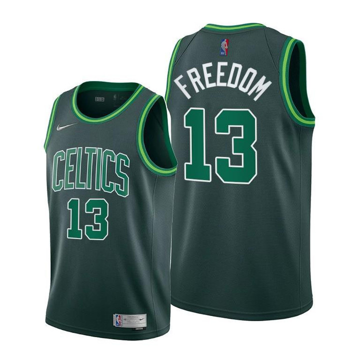 Enes Kanter #13 Boston Celtics 2021-22 Freedom Green Jersey Earned Edition - Men Jersey