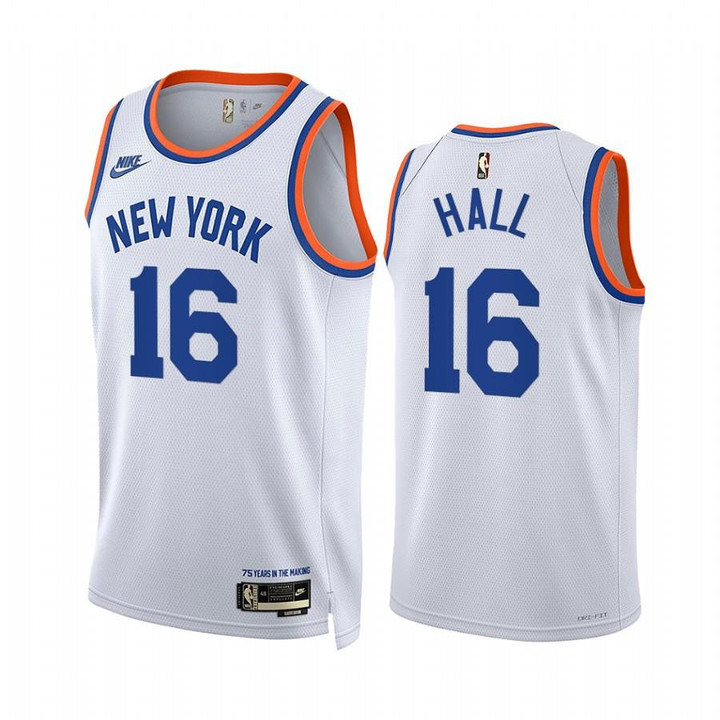 Tyler Hall New York Knicks 2021-22 Classic Edition White #16 Jersey 75th Anniversary - Men Jersey