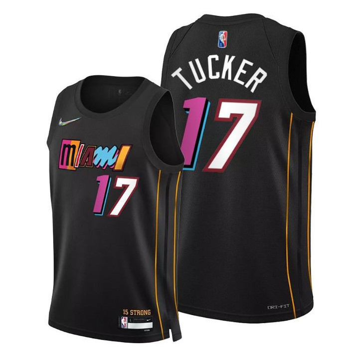 Heat #17 P.J. Tucker 2021-22 City Edition Black Jersey 75th Anniversary - Men Jersey