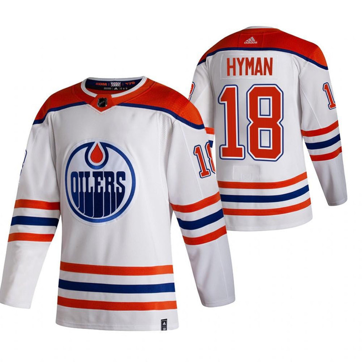 Men's Zach Hyman #18 Edmonton Oilers Jersey White 2021 Reverse Retro Special Edition Jersey