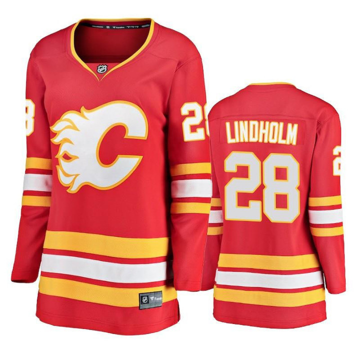 Calgary Flames Elias Lindholm #28 Alternate Red Jersey - Women Jersey