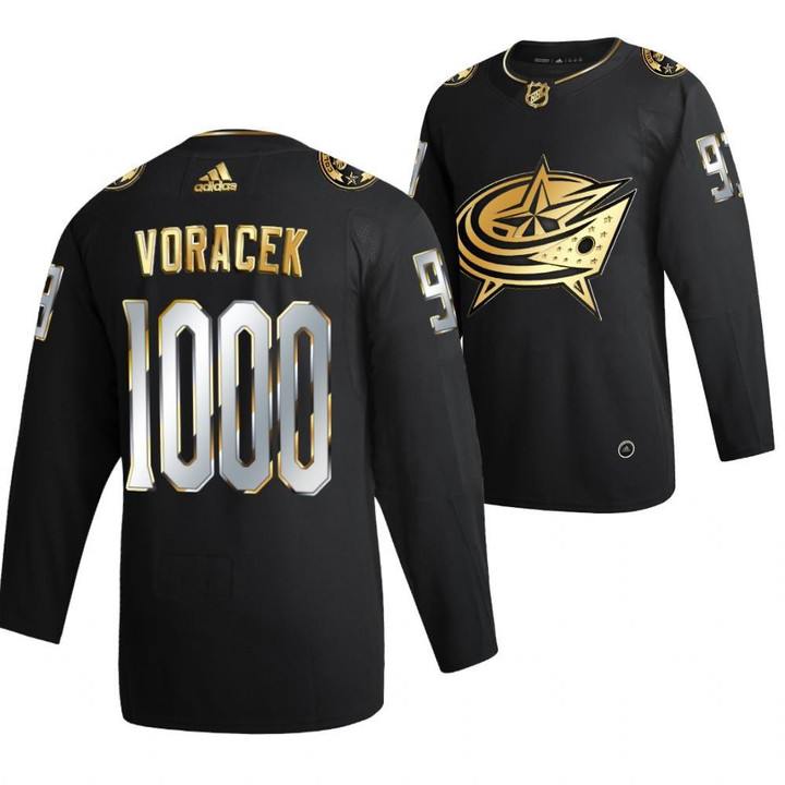 Jakub Voracek Panthers Golden Edition Black 1000th Game Milestone Jersey #93 Jersey