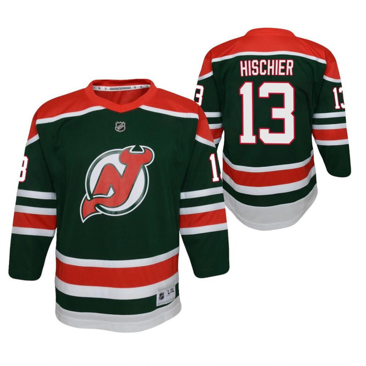 New Jersey Devils Nico Hischier #13 Green Jersey Jersey