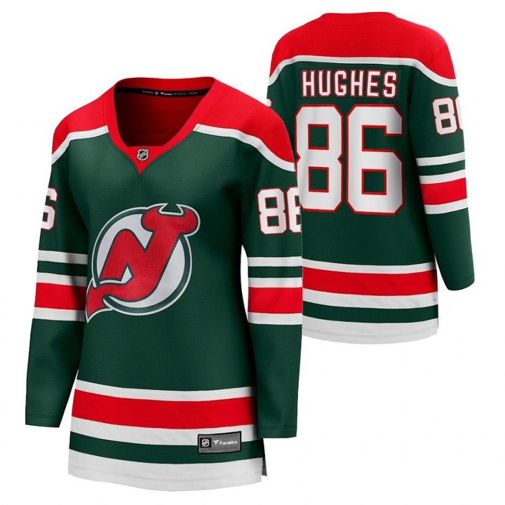 New Jersey Devils Jack Hughes #86 Green Jersey Jersey