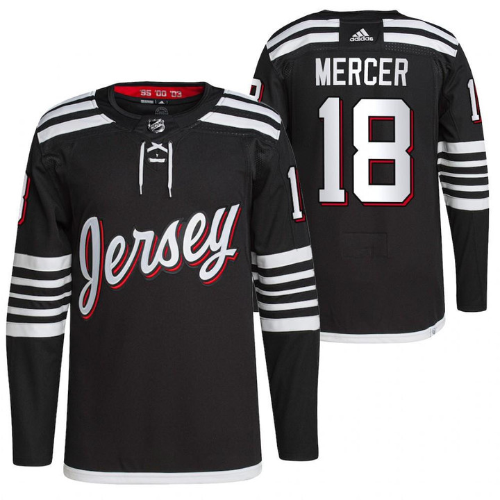 Dawson Mercer New Jersey Devils 2021-22 Alternate Pro Black Jersey #18 Jersey
