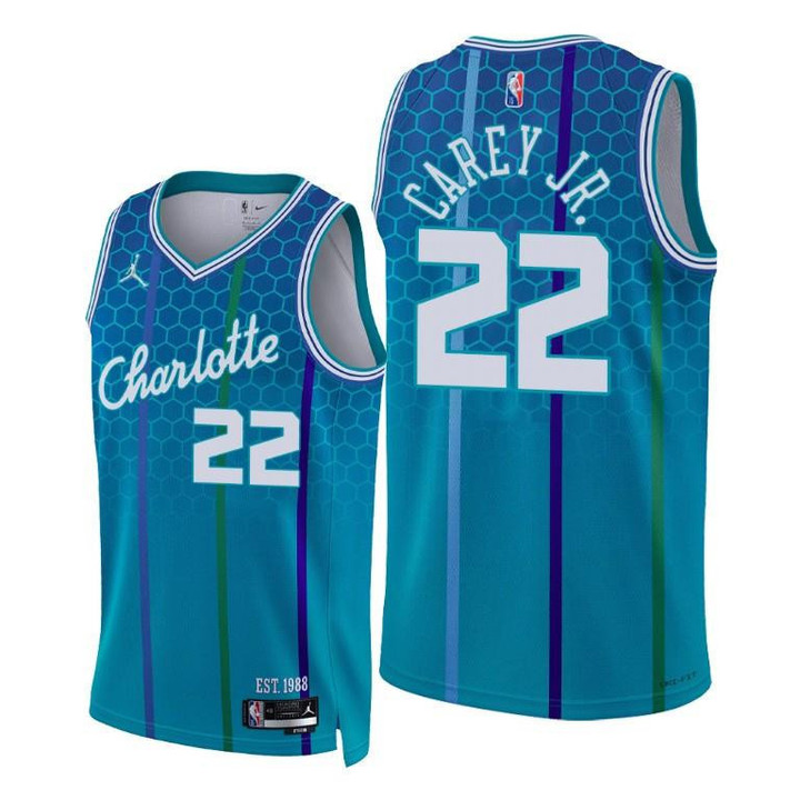 Vernon Carey Jr. Hornets 2021-22 City Edition Blue #22 Jersey 75th Season - Men