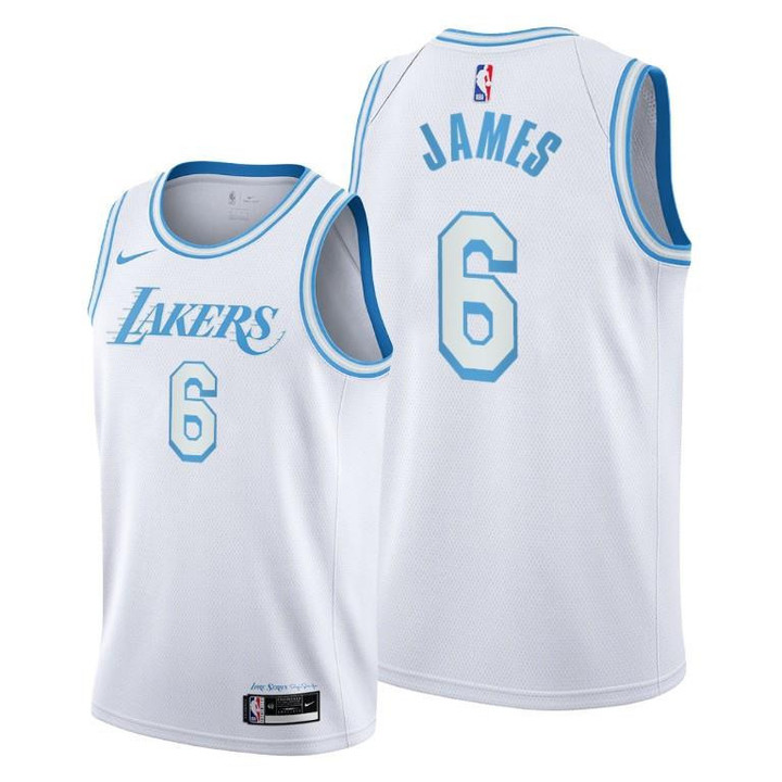 LeBron James #6 Los Angeles Lakers 2021-22 City Edition White Jersey Change Number - Men Jersey