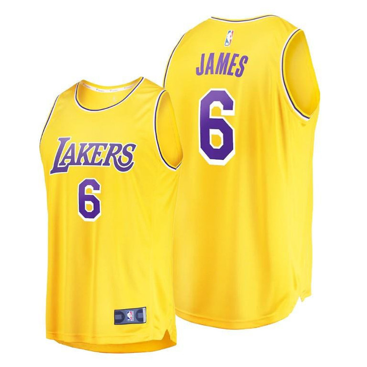 LeBron James Los Angeles Lakers #6 Gold 2021-22 Jersey Icon Edition - Men Jersey