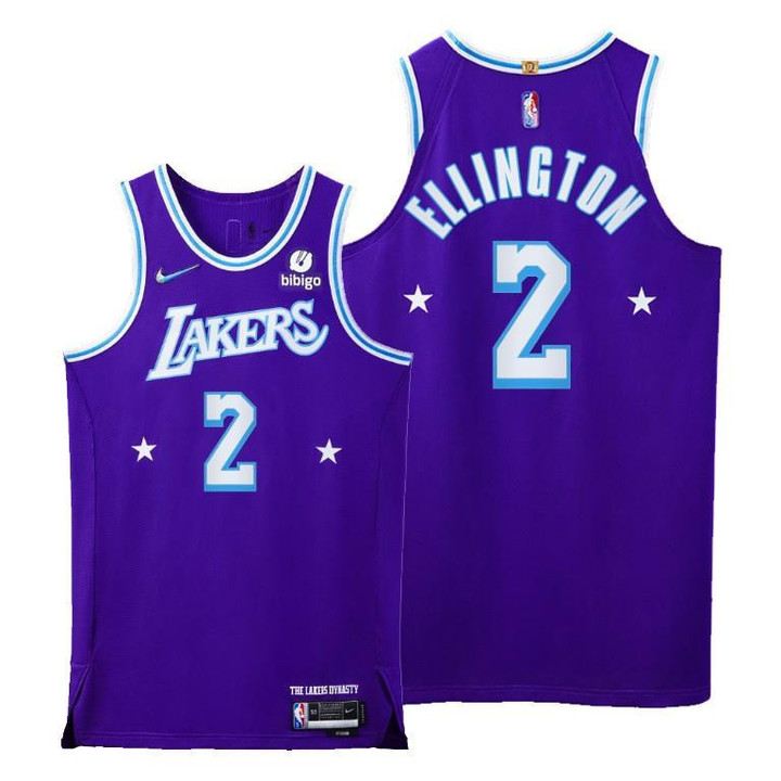 Lakers #2 Wayne Ellington Purple 2021-22 City Edition Jersey 75th - Men