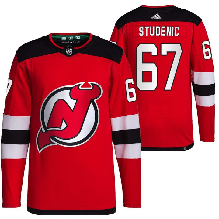 New Jersey Devils #67 Marian Studenic Home Red Jersey 2021-22 Primegreen Jersey