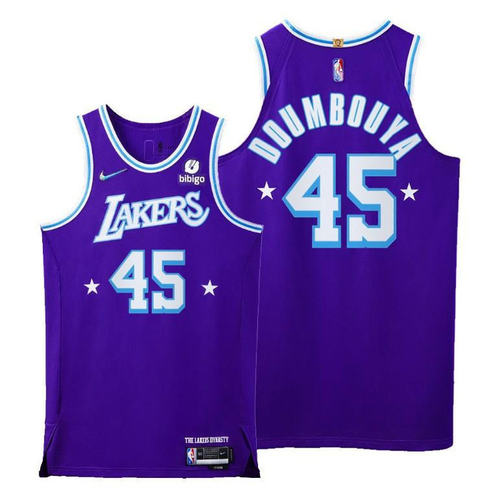 Lakers #45 Sekou Doumbouya Purple 2021-22 City Edition Jersey 75th - Men