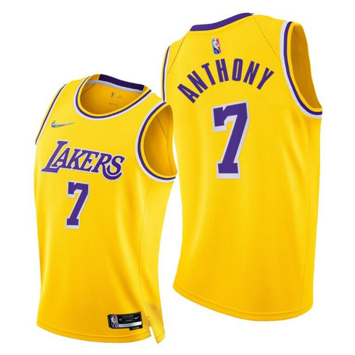 Lakers #7 Carmelo Anthony 2021-22 75th Diamond Anniversary Gold Jersey Icon Edition - Men Jersey