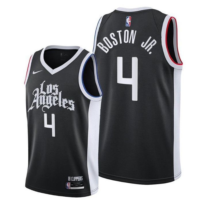 Los Angeles Clippers #4 Brandon Boston Jr. Black 2021-22 City Edition Jersey - Men Jersey