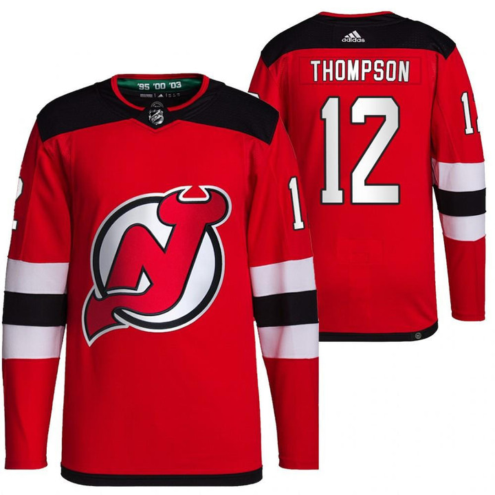 New Jersey Devils #12 Tyce Thompson Home Red Jersey 2021-22 Primegreen Jersey