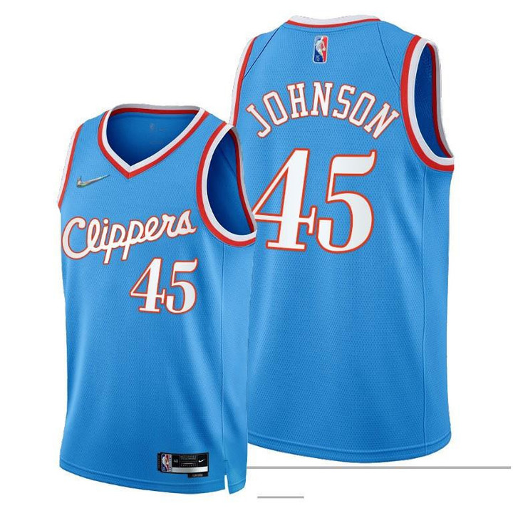 Clippers #45 Keon Johnson 2021-22 City Edition Blue Jersey 75th Anniversary - Men Jersey