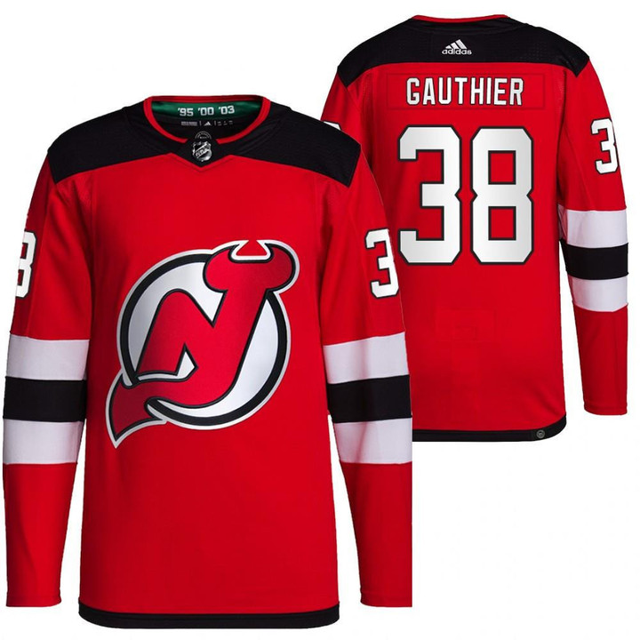 New Jersey Devils #38 Frederik Gauthier Home Red Jersey 2021-22 Primegreen Jersey