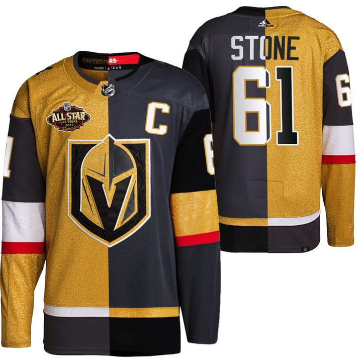 Men Vegas Golden Knights #61 Mark Stone Split Edition Gold Black Jersey 2022 All-Star Jersey