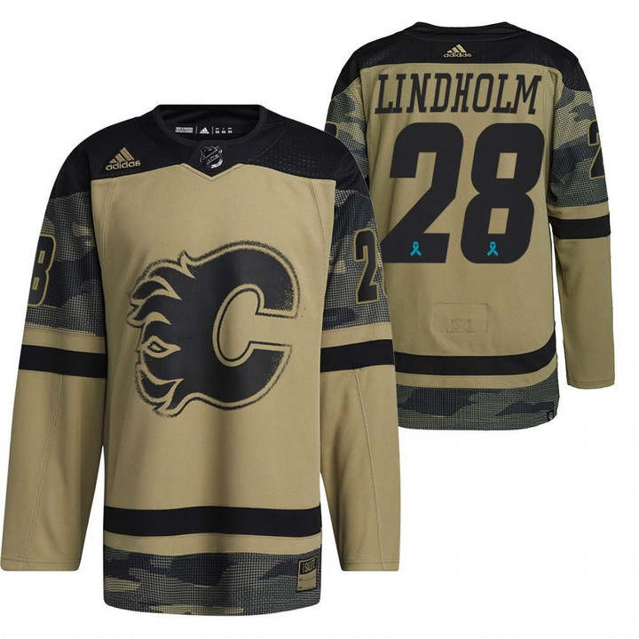 Elias Lindholm Flames 2021 CAF Night Camo Canadian Armed Force Jersey #28 Jersey