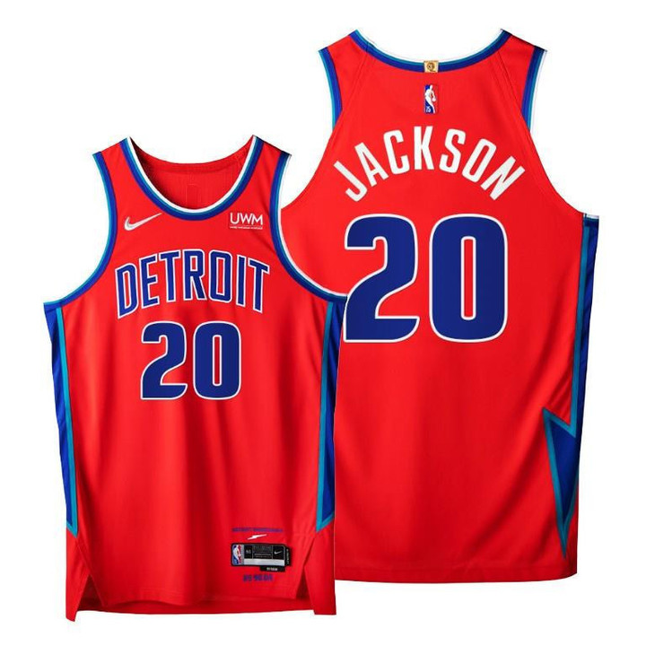 Pistons #20 Josh Jackson Red 2021-22 City Edition Jersey 75th - Men