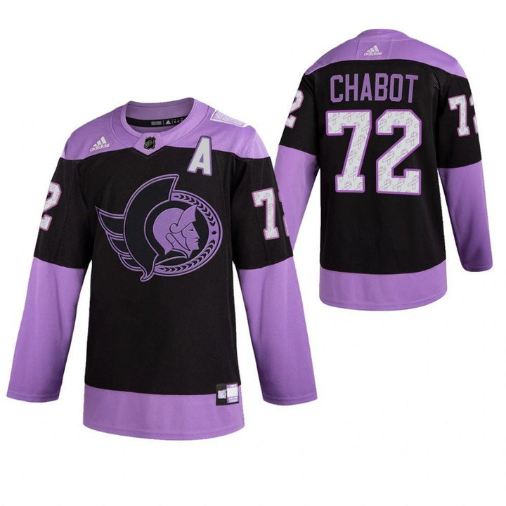 Thomas Chabot #72 Ottawa Senators HockeyFightsCancer Purple Jersey Jersey