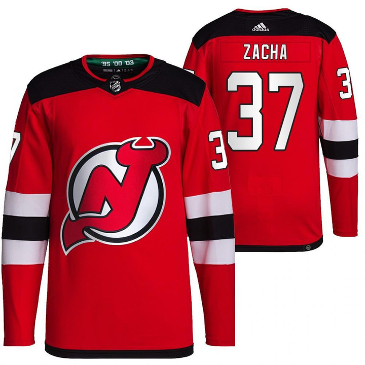 New Jersey Devils #37 Pavel Zacha Home Red Jersey 2021-22 Primegreen Jersey