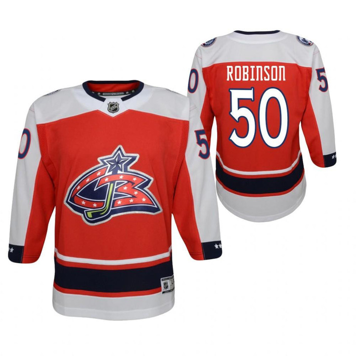 Columbus Blue Jackets Eric Robinson #50 2021 Reverse Retro Jersey Youth Red Jersey