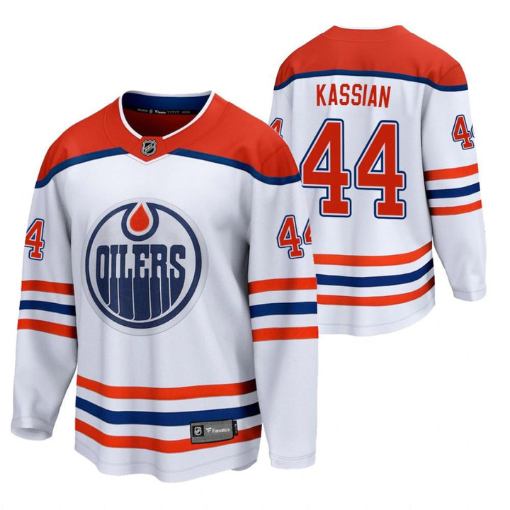 Men's Edmonton Oilers #44 Zack Kassian 2021 Reverse Retro White Special Edition Jersey Jersey