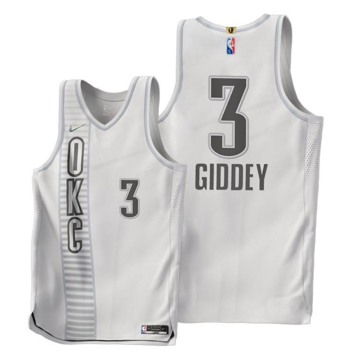 Thunder #3 Josh Giddey 2021-22 City Edition White Jersey 75th - Men Jersey