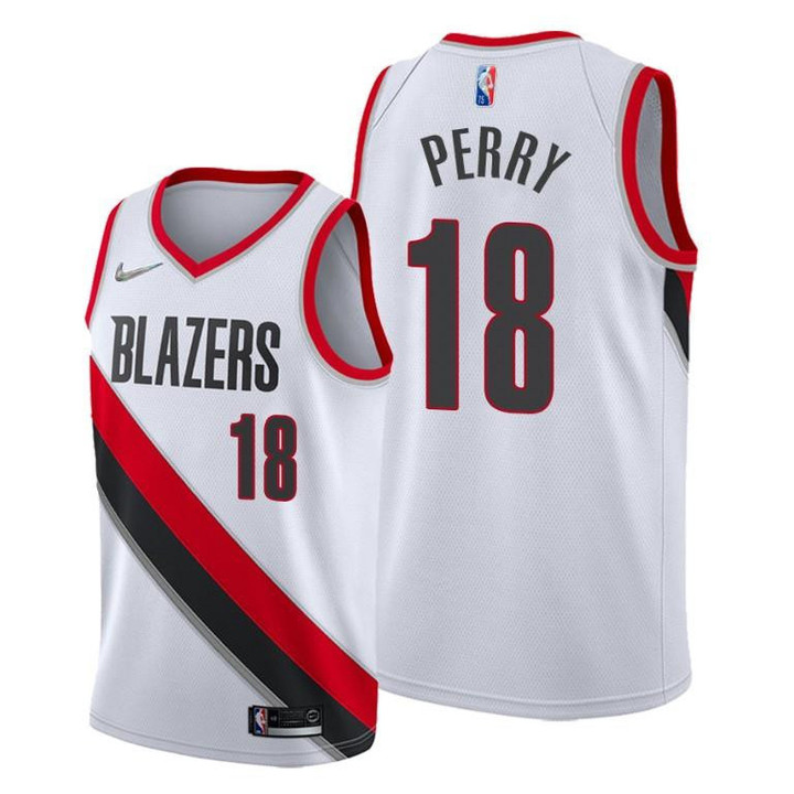 Reggie Perry #18 Portland Trail Blazers 2021-22 Icon Edition Black Jersey 75th Diamond - Men Jersey