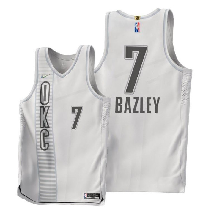 Thunder #7 Darius Bazley 2021-22 City Edition White Jersey 75th - Men Jersey