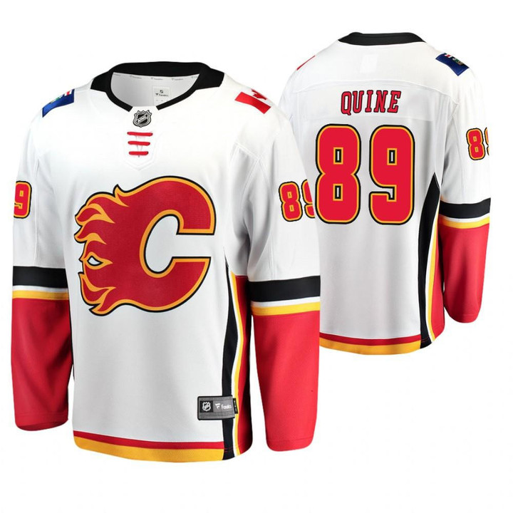 Men's Calgary Flames Alan Quine #89 White Away Breakaway Player Jersey Jersey