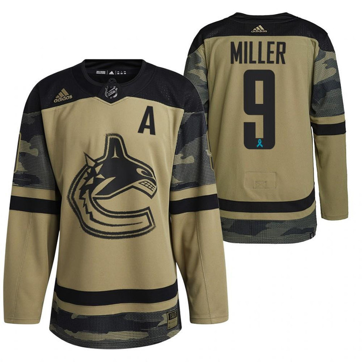 Men Vancouver Canucks #9 J.T. Miller Canadian Armed Force 2021 CAF Night Camo Jersey Jersey