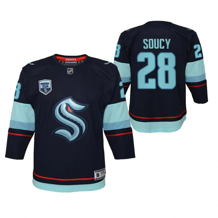 Seattle Kraken #28 Carson Soucy 2021-22 Home Youth Navy Jersey Jersey