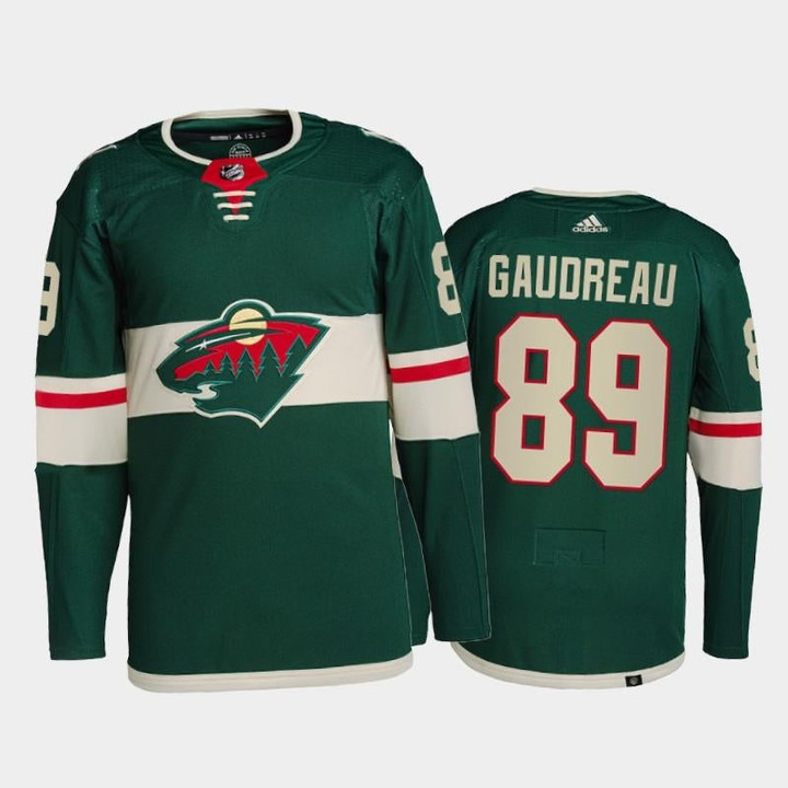 Men Frederick Gaudreau Minnesota Wild Primegreen Pro Jersey 2021-22 Green #89 Home Uniform Jersey