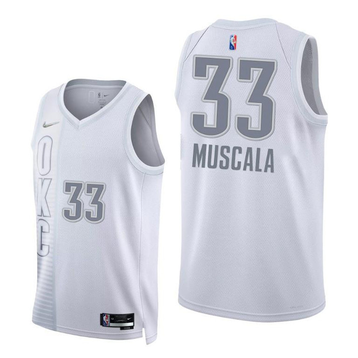 Mike Muscala Thunder 2021-22 City Edition White #33 Jersey 75th Diamond - Men Jersey