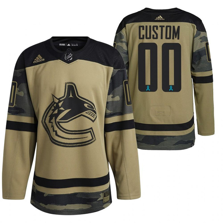 Men Vancouver Canucks #00 Custom Canadian Armed Force 2021 CAF Night Camo Jersey Jersey