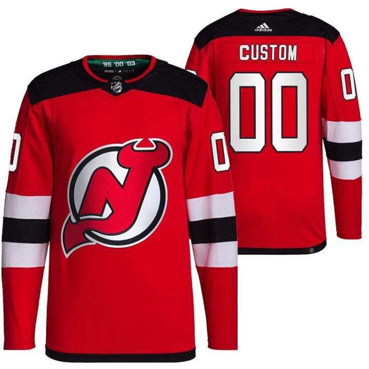 New Jersey Devils #00 Custom Home Red Jersey 2021-22 Primegreen Jersey
