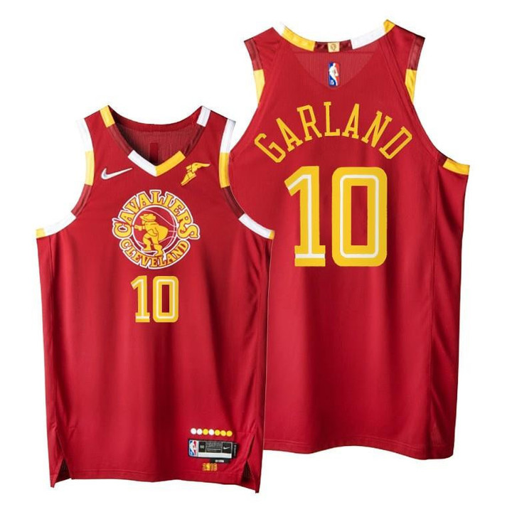 Cavaliers #10 Darius Garland Red 2021-22 City Edition Jersey 75th - Men