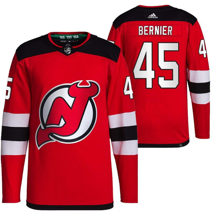 New Jersey Devils #45 Jonathan Bernier Home Red Jersey 2021-22 Primegreen Jersey