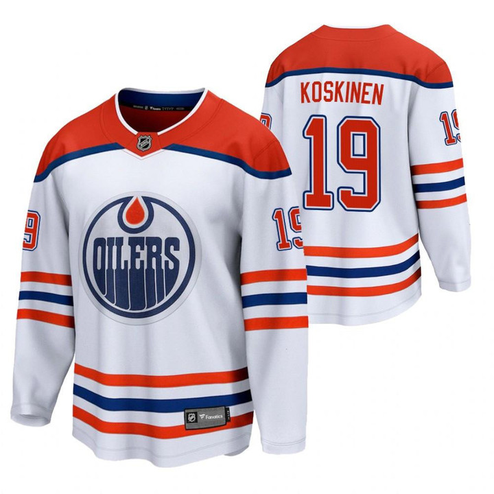 Men's Edmonton Oilers #19 Mikko Koskinen 2021 Reverse Retro White Special Edition Jersey Jersey