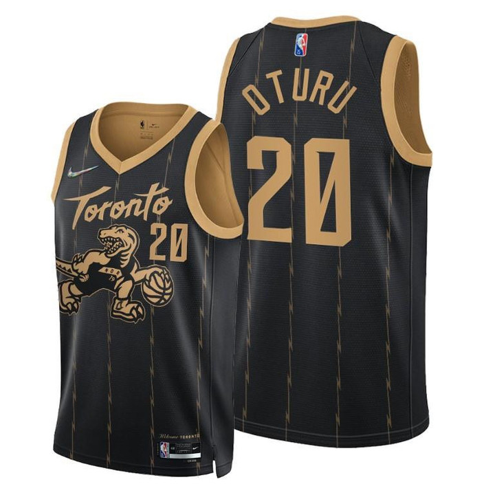 Daniel Oturu Raptors 2021-22 City Edition Black #20 Jersey 75th Diamond - Men Jersey